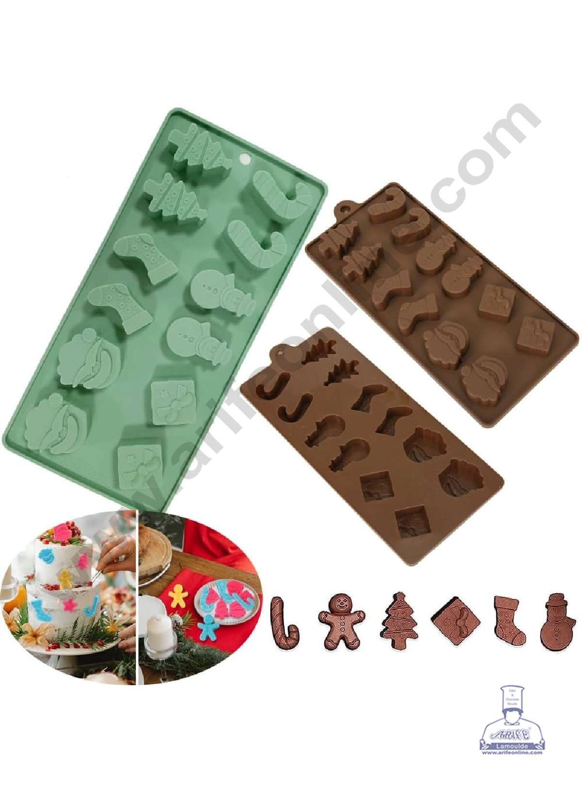 Cake Decor Silicon 12 Cavity New Christmas Design Brown Chocolate Mould, Ice Mould, Chocolate Decorating Mould