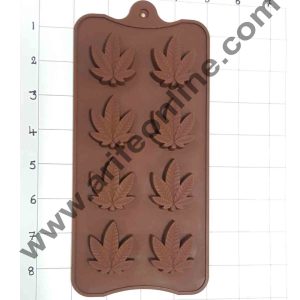 Cake Decor Silicon 8 Cavity Leaves Design Brown Chocolate Mould, Ice Mould, Chocolate Decorating Mould