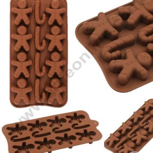 Cake Decor Silicon 12 Cavity Christmas Design Brown Chocolate Mould, Ice Mould, Chocolate Decorating Mould