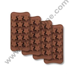 Cake Decor Silicon 15 Cavity Star Design Brown Chocolate Mould, Ice Mould, Chocolate Decorating Mould
