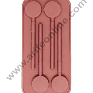 Cake Decor Silicon 4 Cavity Lollipop Design Brown Chocolate Mould, Ice Mould