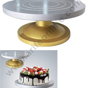 Cake Decor 360 Degree Rotating Cake Stand Cake Decorating Turntable, Silver & Golden 12-inch