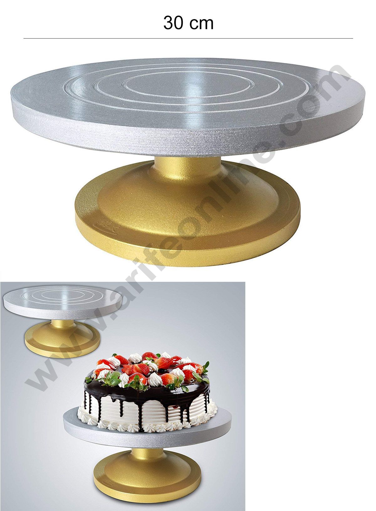 Cake Decor 360 Degree Rotating Cake Stand Cake Decorating Turntable, Silver & Golden 12-inch