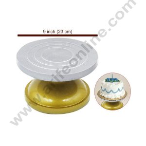 Cake Decor 360 Degree Rotating Cake Stand Cake Decorating Turntable, Silver & Golden 9-inch