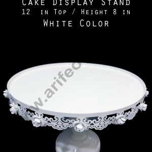 Cake Decor Cake Display Stand Metal - Flower White (12 in Diameter x 8 in Height)