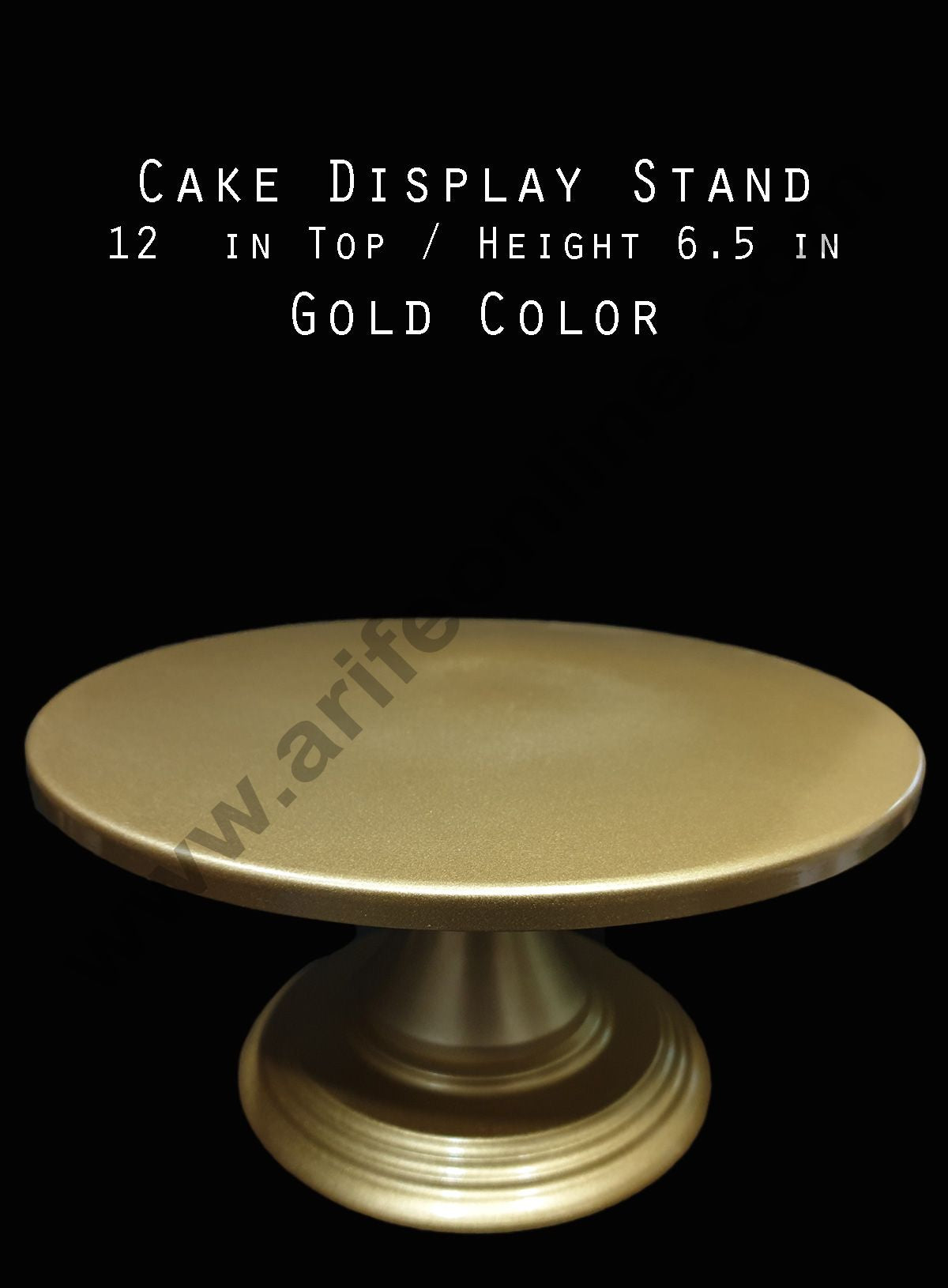 Cake Decor Cake Display Stand Metal - Gold (12 in Diameter x 6.5 in Height)