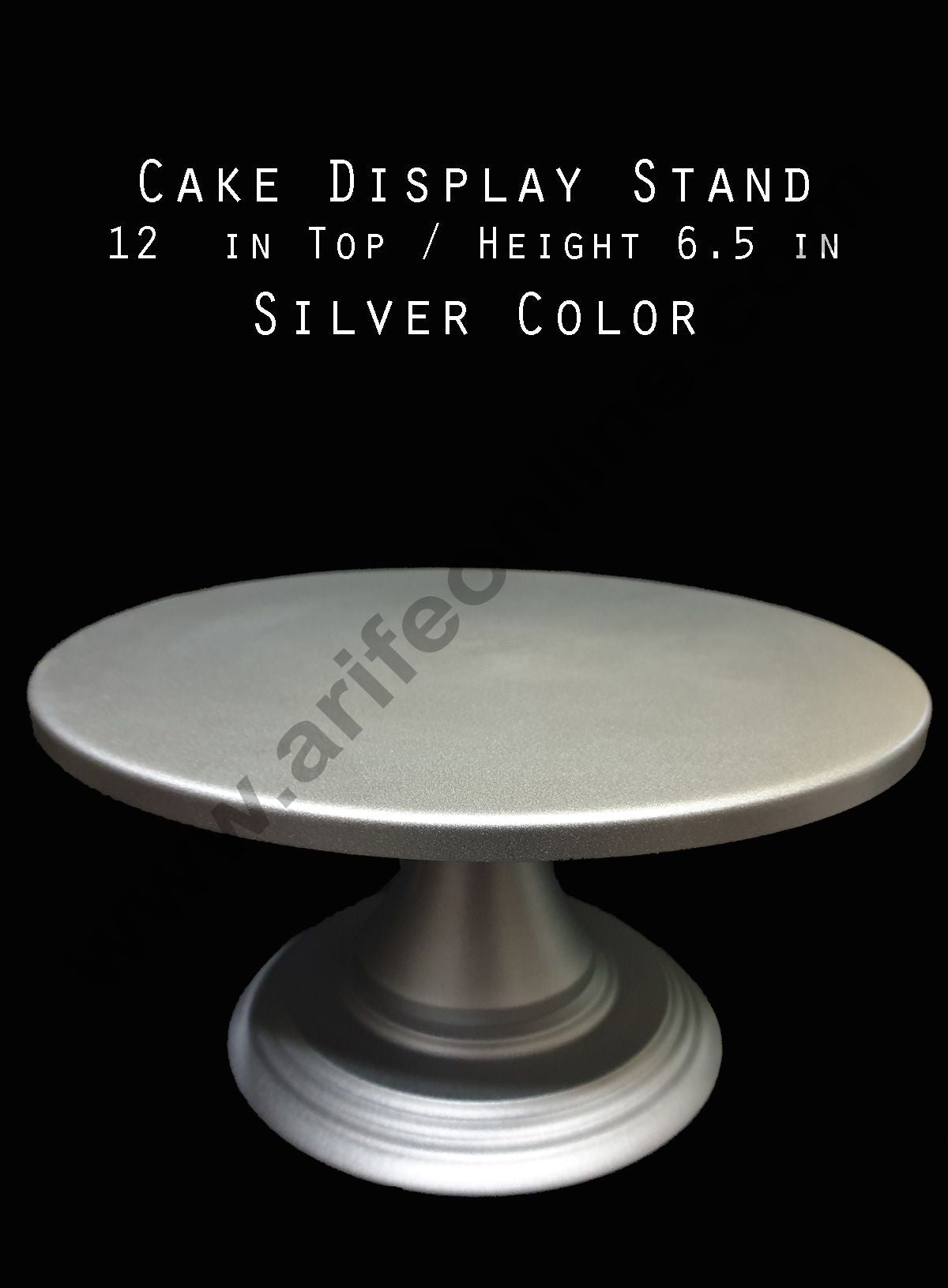 Cake Decor Cake Display Stand Metal - Silver (12 in Diameter x 6.5 in Height)
