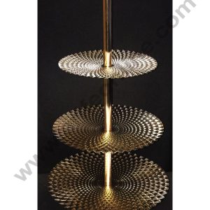 Cake Decor 3 tier Metal Fancy Desing Plates Cake Stand & Dessert Stand, Gold