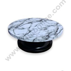 CAKE DECOR™ Printed 360 Degree Rotating Cake Stand Cake Decorating Turntable - Black & White Marble Print (SBCS-PTT-02)