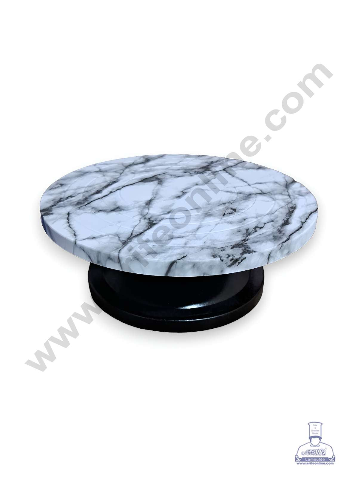 CAKE DECORβ’ Printed 360 Degree Rotating Cake Stand Cake Decorating Turntable - Black & White Marble Print (SBCS-PTT-02)