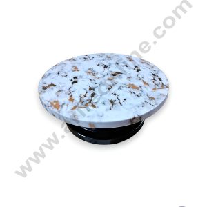 CAKE DECOR™ Printed 360 Degree Rotating Cake Stand Cake Decorating Turntable - Gold & White Marble Print (SBCS-PTT-03)