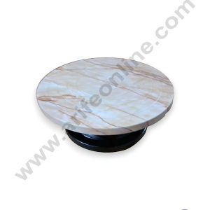 CAKE DECOR™ Printed 360 Degree Rotating Cake Stand Cake Decorating Turntable - Cream & Light Brown Marble Print (SBCS-PTT-04)