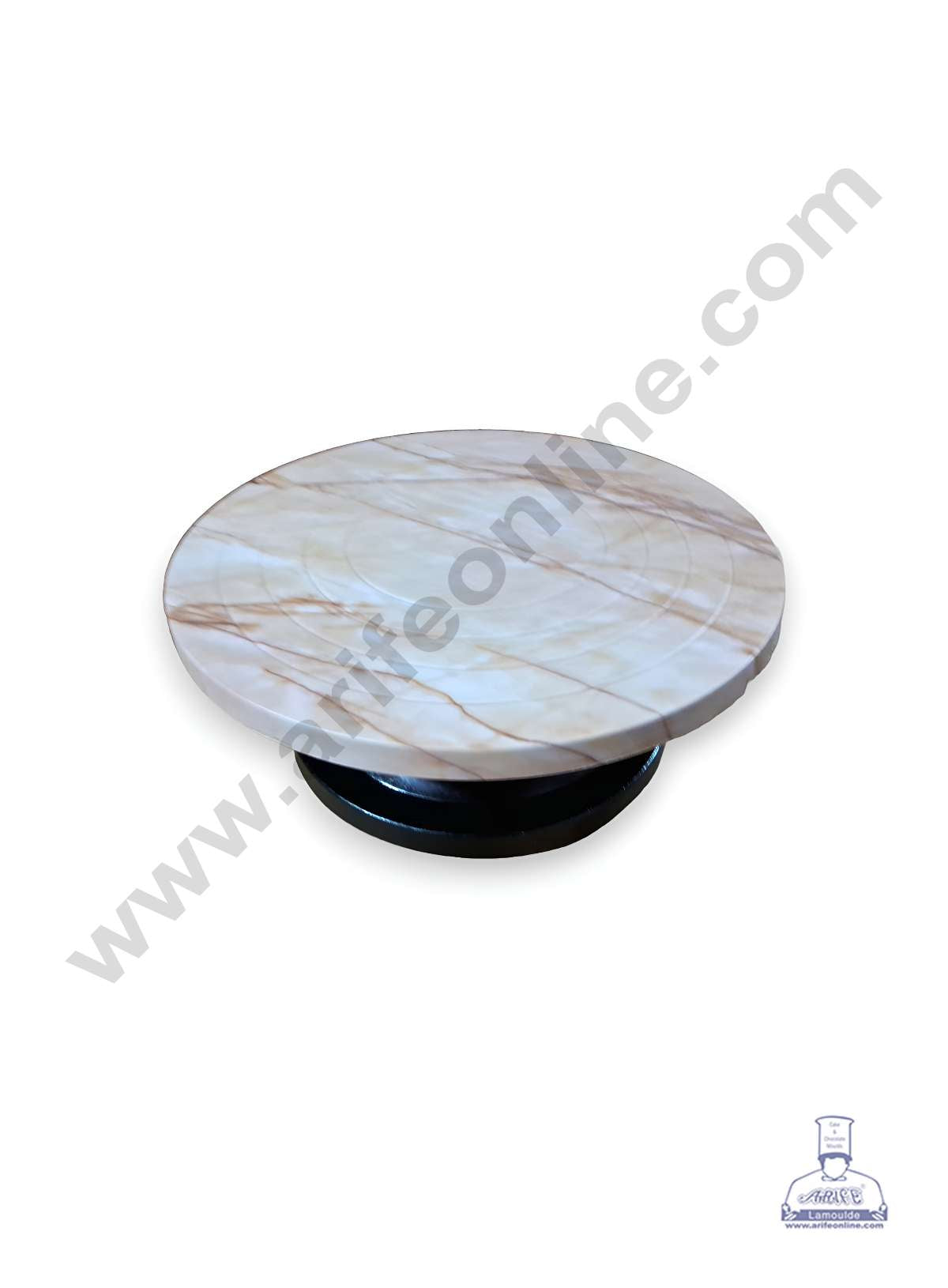 CAKE DECOR™ Printed 360 Degree Rotating Cake Stand Cake Decorating Turntable - Cream & Light Brown Marble Print (SBCS-PTT-04)