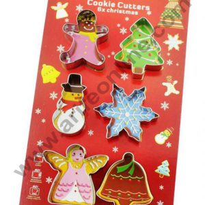 Cake Decor Stainless Steel 6 pc Snowman Christmas Tree Jingle Bell Angel Gingerbread Man Cookie Cutter Fondant Biscuit Cake Fruit Cutter