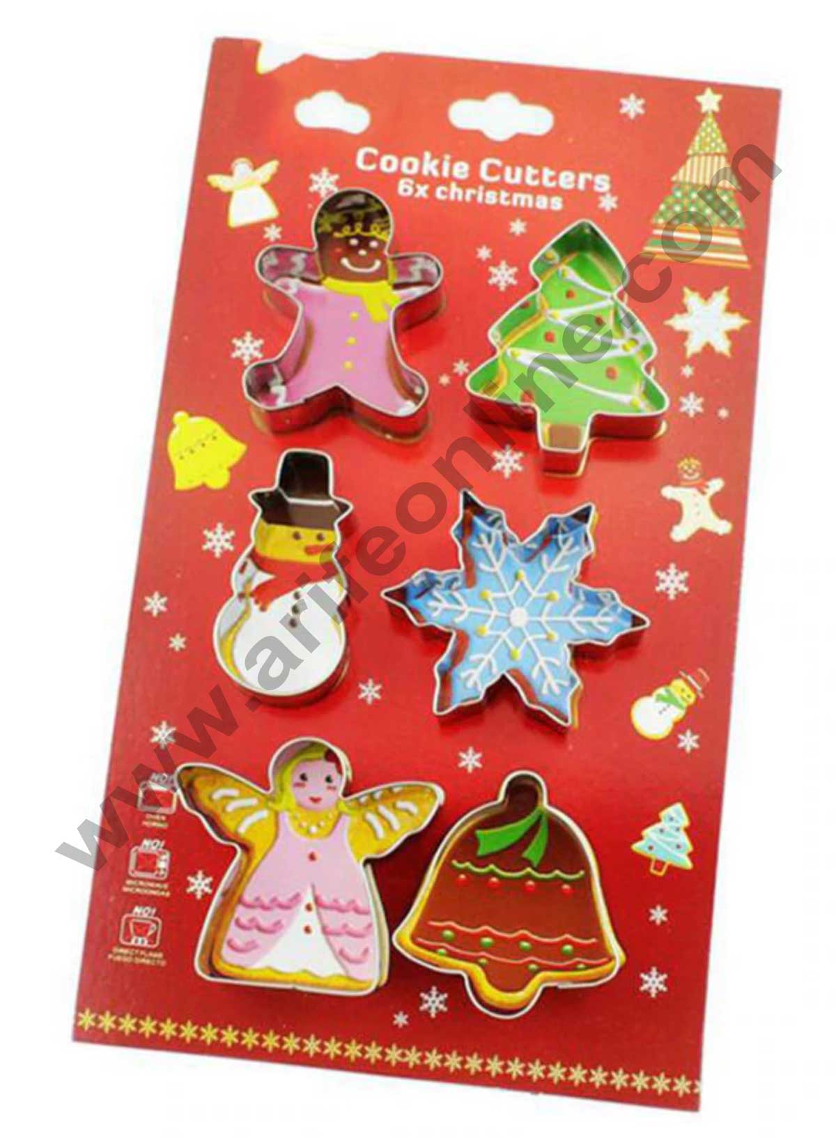 Cake Decor Stainless Steel 6 pc Snowman Christmas Tree Jingle Bell Angel Gingerbread Man Cookie Cutter Fondant Biscuit Cake Fruit Cutter