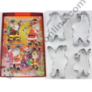 Cake Decor Stainless Steel 4 pc Santa Clause Cookie Cutter Fondant Biscuit Cake Fruit Cutter