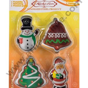Cake Decor Stainless Steel 4pc Snowman Christmas Tree Jingle Bell Santa Clause Cookie Cutter Fondant Biscuit Cake Fruit Cutter