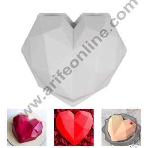 Cake Decor Silicon 3D Diamond Heart Cake Mould Entremet Mold Mousse Pinata Silicon Moulds -Multicolor