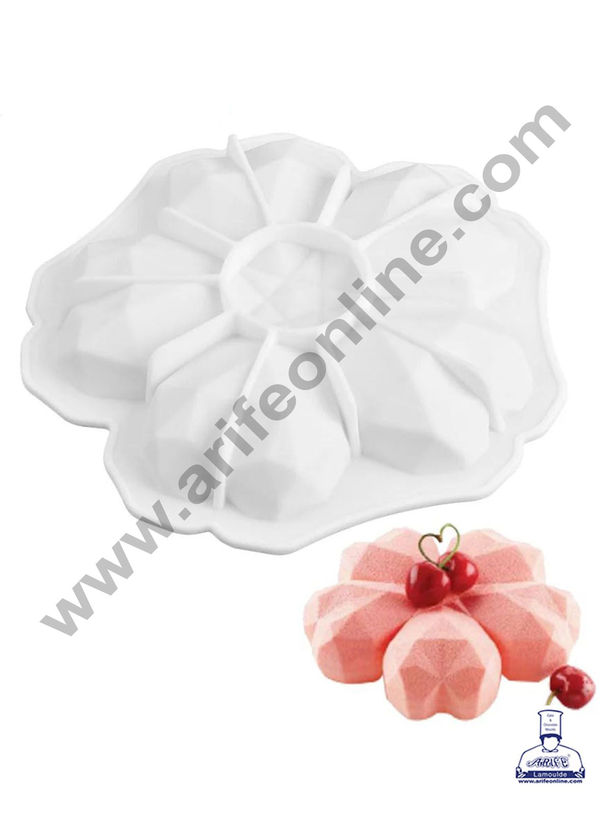 Cake Decor 5 Cavity Silicon 3D Diamond Heart Entremet Cake Mould Mousse Mold
