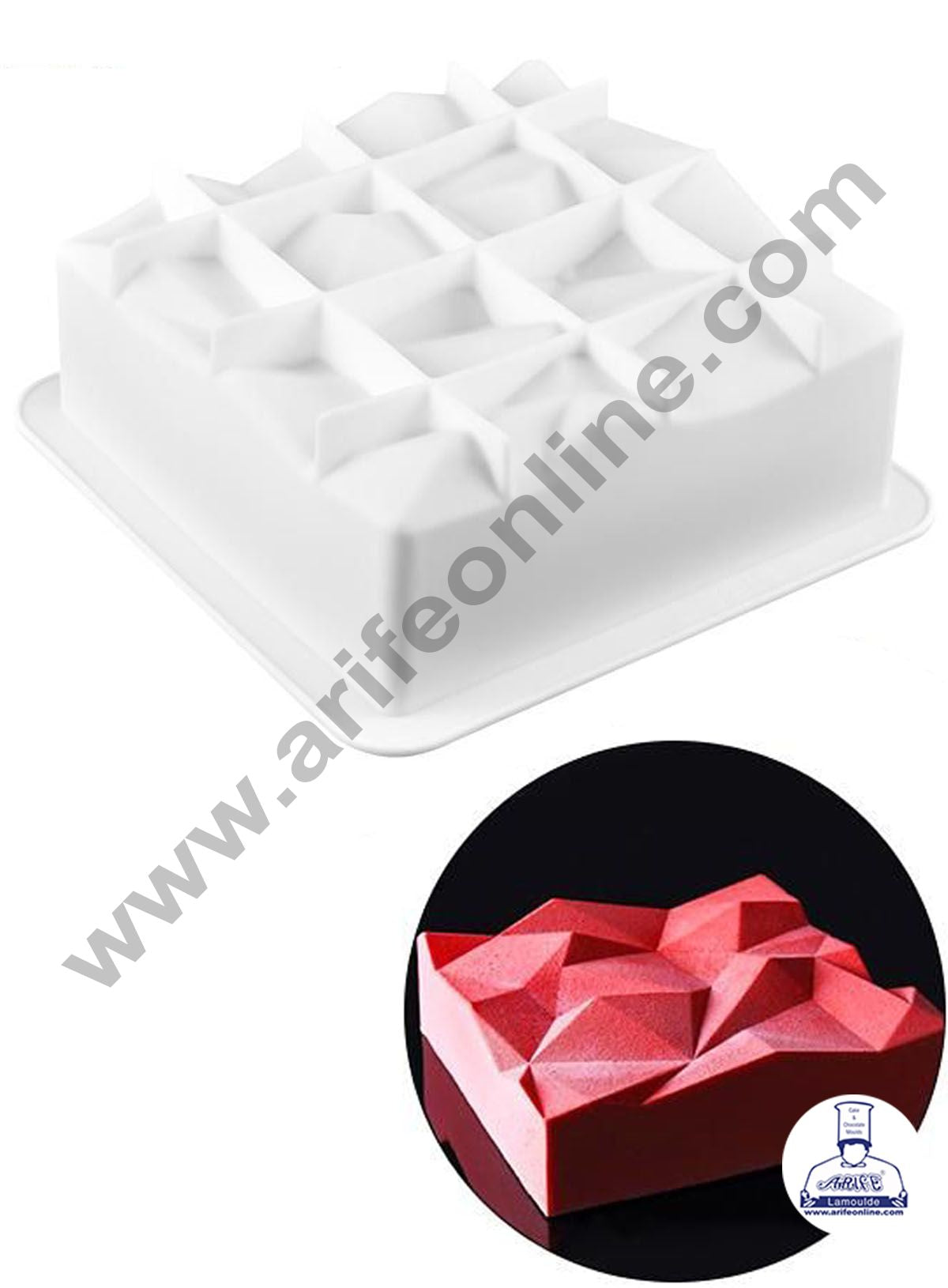 Cake Decor 3D Square Origami Rock Shape Cake Molds Entremet Cake Mould Mousse Mold