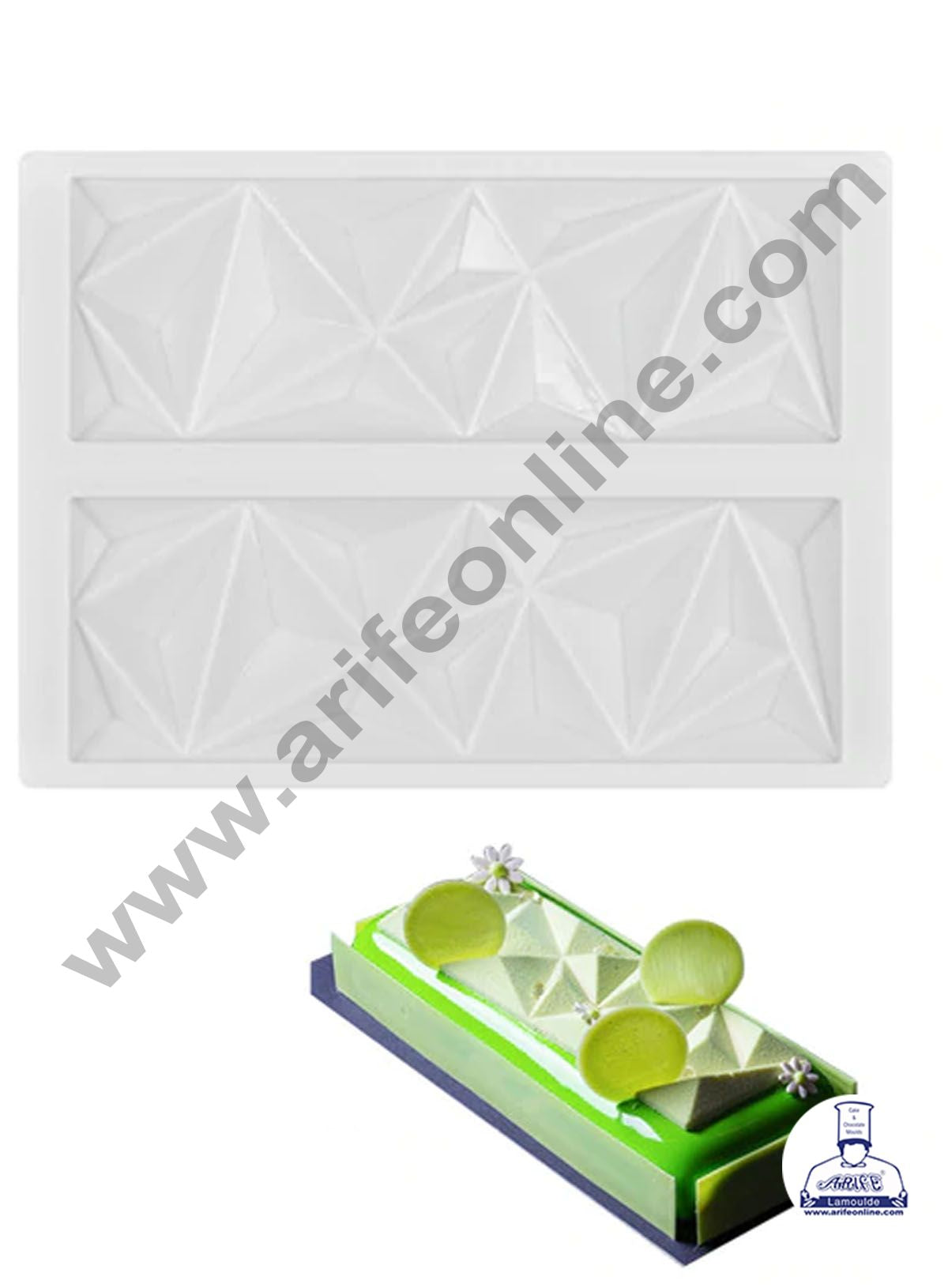Cake Decor 3D 2 Cavity Rectangle Origami Diamond Garnishing Shape Cake Molds Entremet Cake Mould Mousse Mold