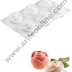Cake Decor 3D 6 Cavity Rose Flower Shape Cake Molds Entremet Cake Mould Mousse Mold