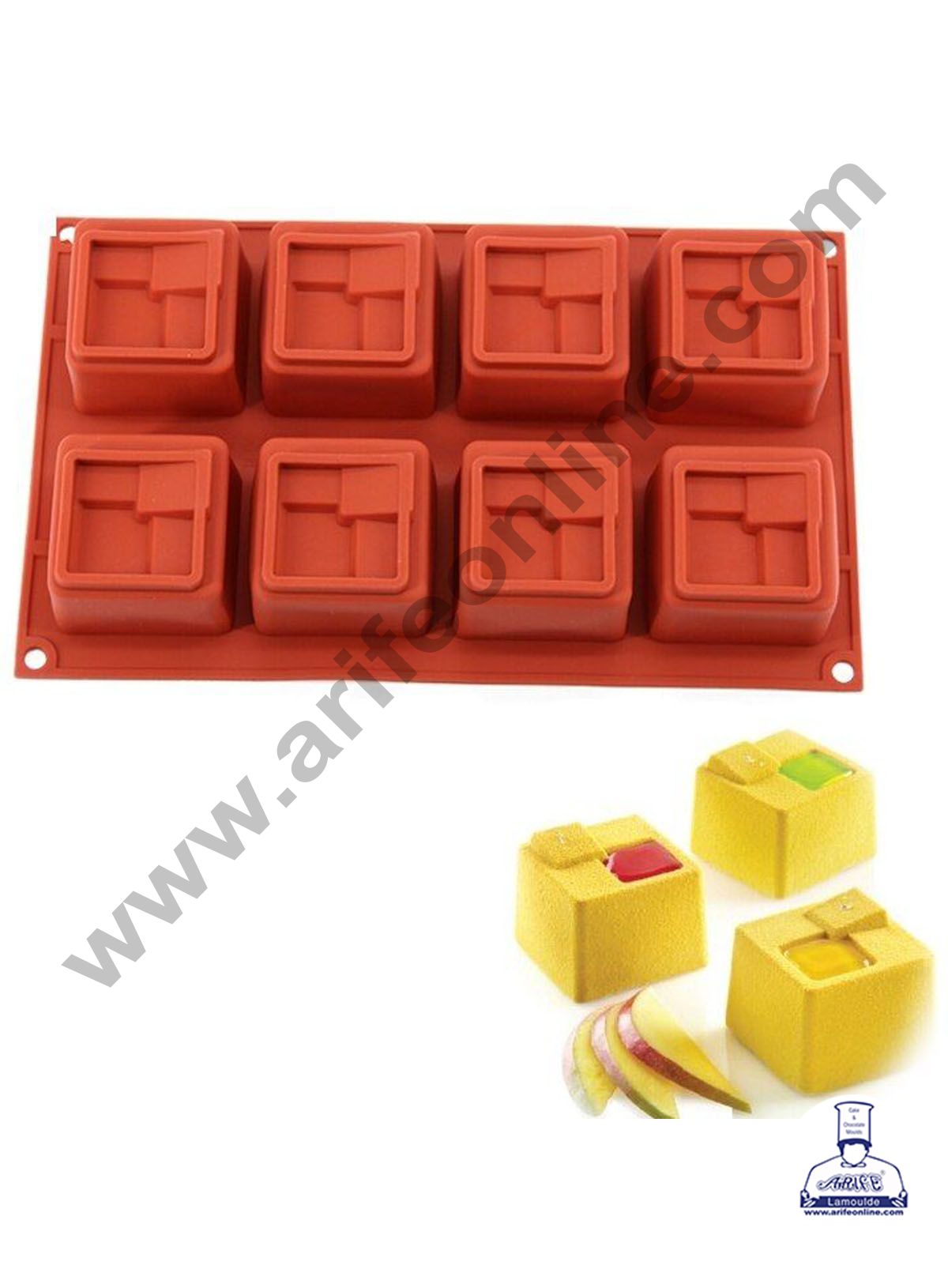 Cake Decor 3D 8 Cavity Square Kuadro 150 Shape Muffin Molds Entremet Cake Mould Mousse Mold