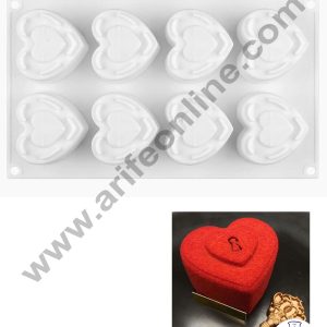Cake Decor 3D 8 Cavity Double Heart with Key Hole Muffin Molds Entremet Cake Mould Mousse Mold
