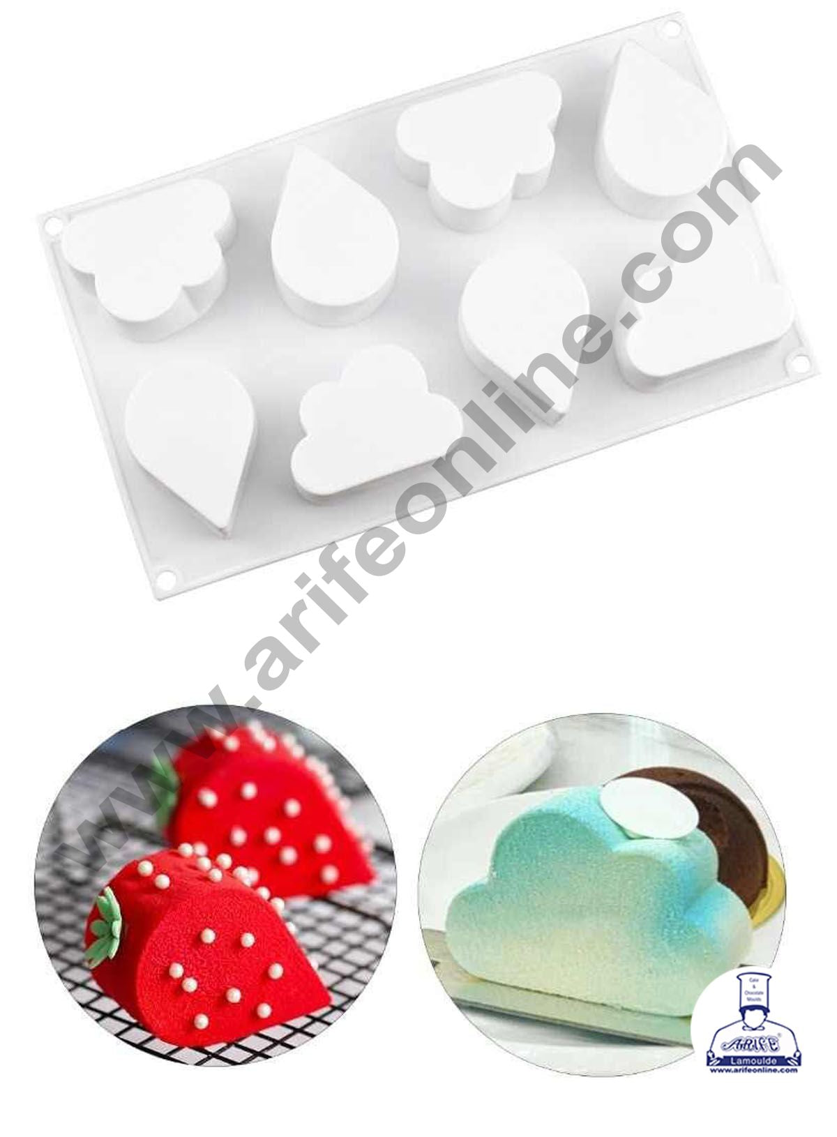 Cake Decor Silicon 8 Cavity Water Drops and Cloud Shape, Entremet Cake Mould Mousse Mold
