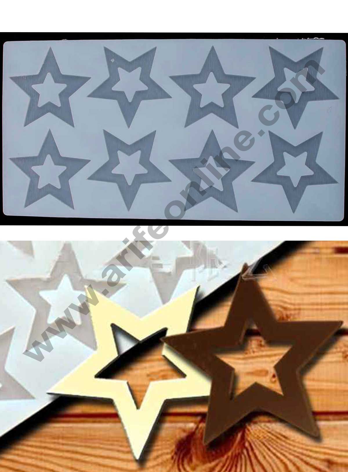 Cake Decor Silicon 8 in 1 Star Shape Chocolate Garnishing Mould Cake Insert Decoration Mould