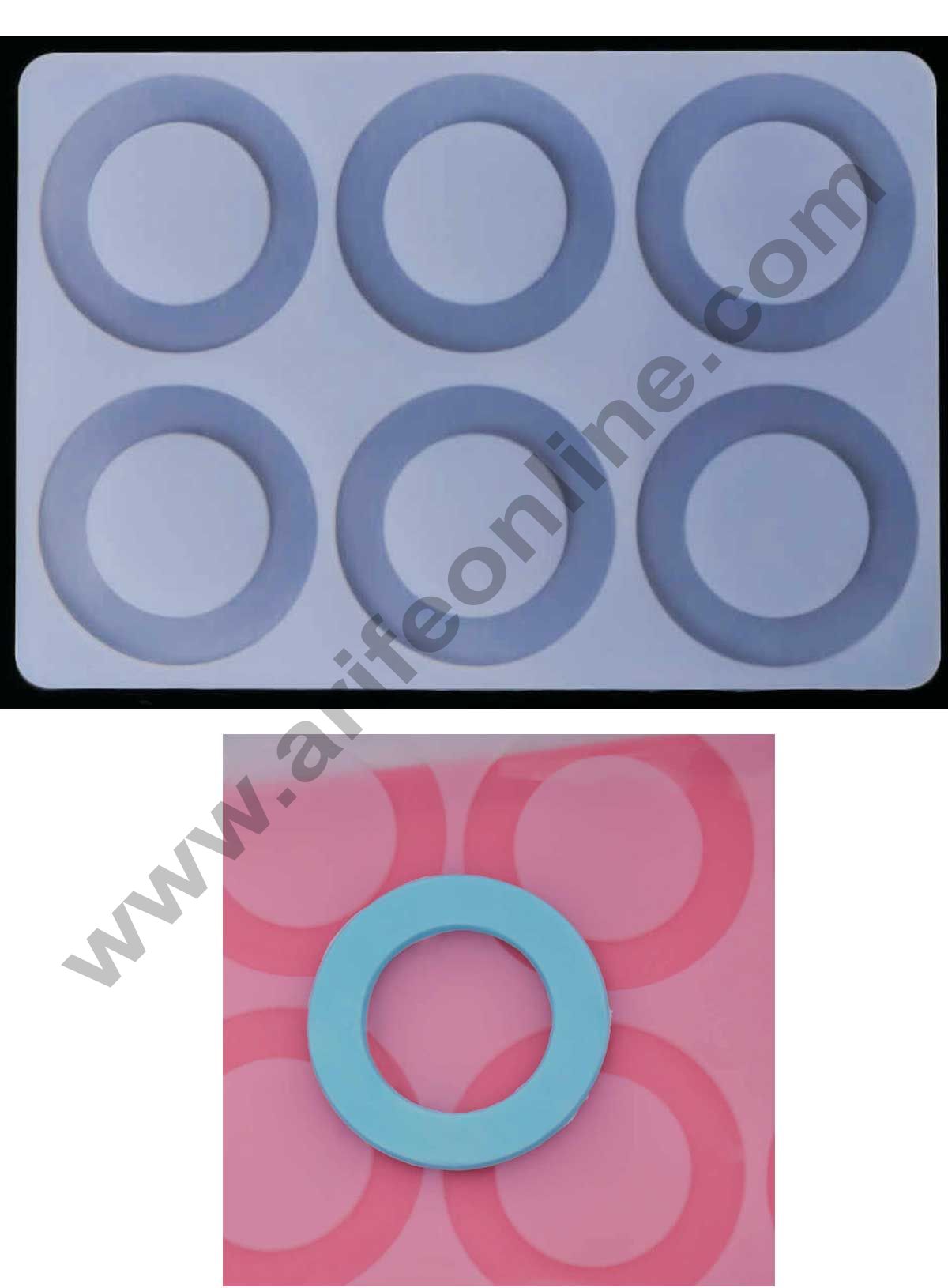 Cake Decor Silicon 6 in 1 Round Shape Chocolate Garnishing Mould Cake Insert Decoration Mould