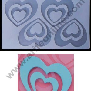 Cake Decor Silicon 4 in 1 Heart Shape Chocolate Garnishing Mould Cake Insert Decoration Mould