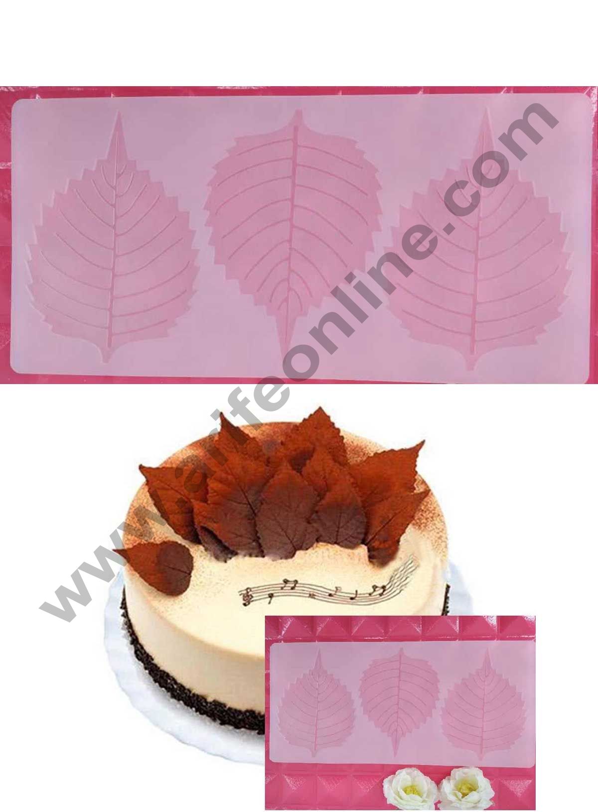 Cake Decor Silicon 3 in 1 Leaf Shape Chocolate Garnishing Mould Cake Insert Decoration Mould