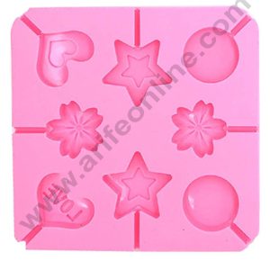 Cake Decor 8 Cavity Silicone Lollipop Mould Plane Round Heart Star Silicon Jelly Candy Moulds