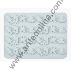 Cake Decor 32 Cavity Silicone Chocolate Mould Sea Theme Dolphin Shark Octopus Starfish Shape Silicon Jelly Candy Mould