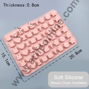 Cake Decor 54 Cavity Silicone Chocolate Mould Rabbit Heart Bow Flower Star Mix Shape Silicon Jelly Candy Mould