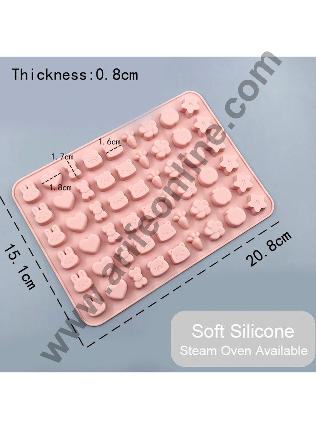 Cake Decor 54 Cavity Silicone Chocolate Mould Rabbit Heart Bow Flower Star Mix Shape Silicon Jelly Candy Mould