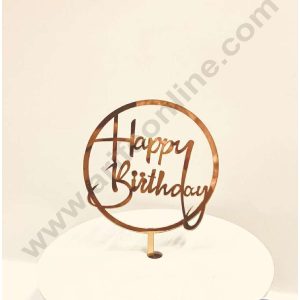 CAKE DECOR™ 5 inch Acrylic Round Classic Happy Birthday Cake Topper Cake Decoration Dessert Decoration (SBMT-1001)