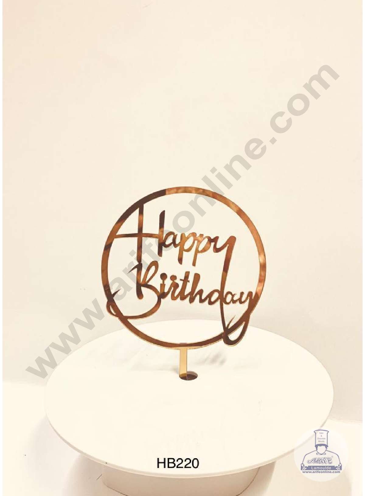 CAKE DECOR™ 5 inch Acrylic Round Classic Happy Birthday Cake Topper Cake Decoration Dessert Decoration (SBMT-1001)