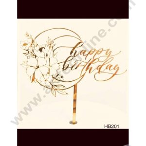 CAKE DECOR™ 5 inch Acrylic Floral Moon Happy Birthday Cake Topper Cake Decoration Dessert Decoration (SBMT-1011)