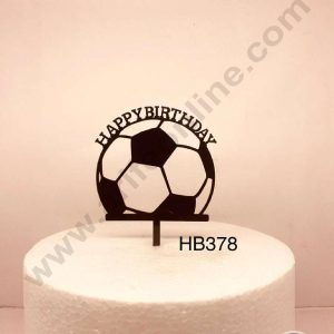 CAKE DECOR™ 5 inch Black Acrylic Happy Birthday Football/Soccer Theme Cake Topper Cake Decoration Dessert Decoration (SBMT-1013)