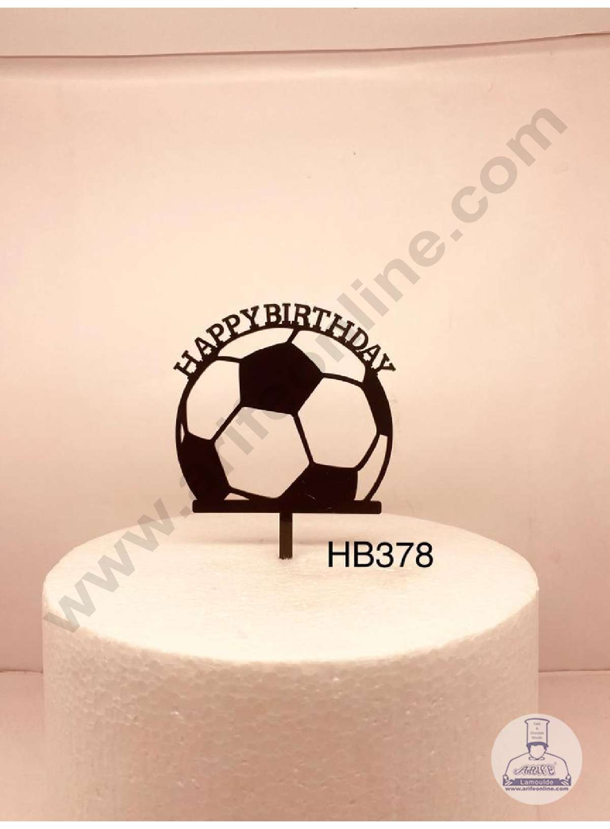 CAKE DECOR™ 5 inch Black Acrylic Happy Birthday Football/Soccer Theme Cake Topper Cake Decoration Dessert Decoration (SBMT-1013)