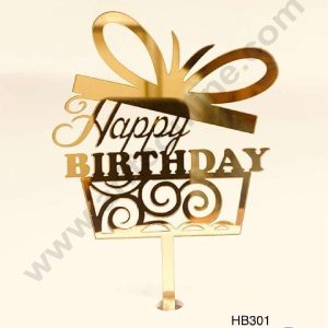 CAKE DECOR™ 5 inch Acrylic Happy Birthday Gift Box Theme Cake Topper Cake Decoration Dessert Decoration (SBMT-1020)