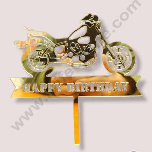 CAKE DECOR™ 5 inch Acrylic Happy Birthday Motorbike Theme Cake Topper Cake Decoration Dessert Decoration (SBMT-1021)