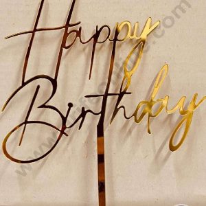 CAKE DECOR™ 5 inch Acrylic Classic Natural Happy Birthday Cake Topper Cake Decoration Dessert Decoration (SBMT-1027)