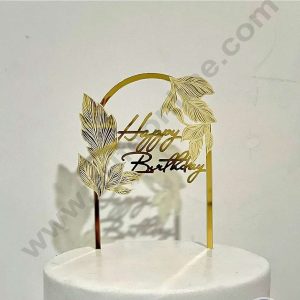 CAKE DECOR™ 5 inch Acrylic Happy Birthday with Leafy Arch Cake Topper Cake Decoration Dessert Decoration (SBMT-1028)