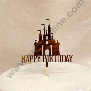 CAKE DECOR™ 5 inch Acrylic Happy Birthday with Castle Cake Topper Cake Decoration Dessert Decoration (SBMT-1041)