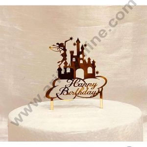 CAKE DECOR™ 5 inch Acrylic Happy Birthday in Cloud Frame with Castle and Fairy on Top Cake Topper Cake Decoration Dessert Decoration (SBMT-1042)