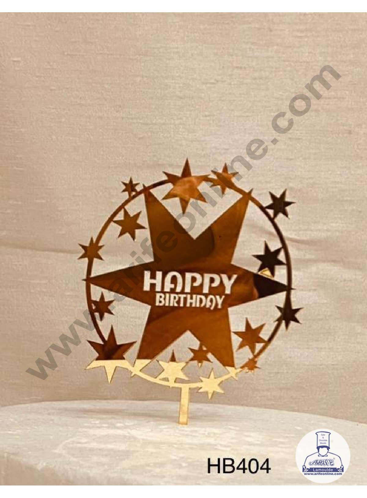 CAKE DECOR™ 5 inch Acrylic Happy Birthday in Star Cutout in Multi Star Round Frame Cake Topper Cake Decoration Dessert Decoration (SBMT-1051)