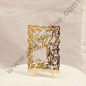 CAKE DECOR™ 5 inch Acrylic Happy Birthday with Butterfly & Unique Style Cutout Frame Cake Topper Cake Decoration Dessert Decoration (SBMT-1058)